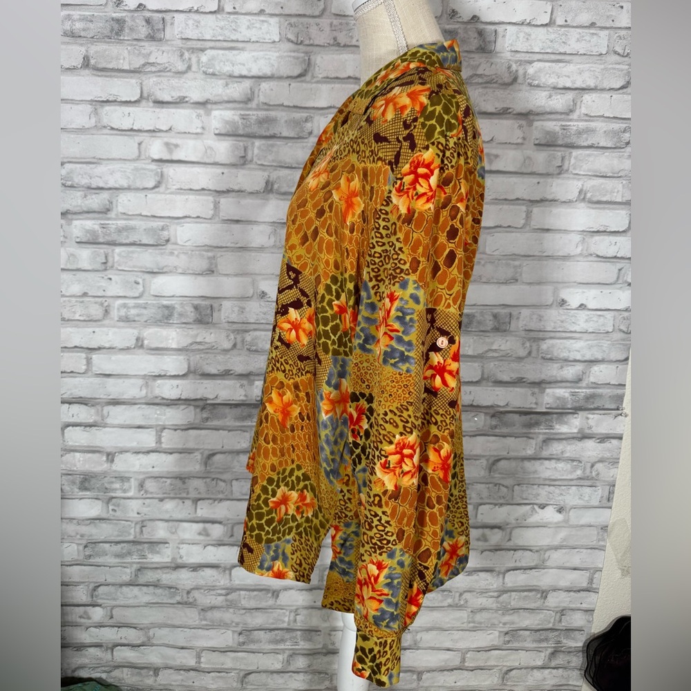 Impressions Floral Patchwork Button-Up Blouse - Picture 3 of 10